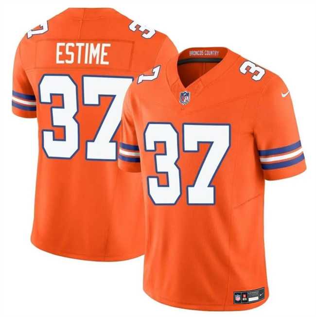 Men & Women & Youth Denver Broncos #37 Audric Estime Orange F.U.S.E. Mile High Collection 1977 Throwback Vapor Limited Football Stitched Jersey